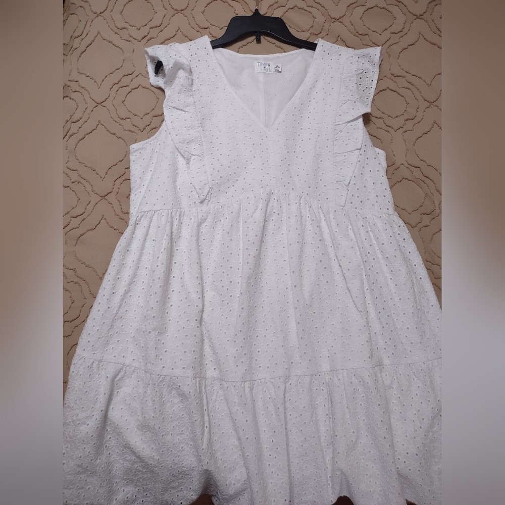 Time&Tru white eyelet mini dress XL